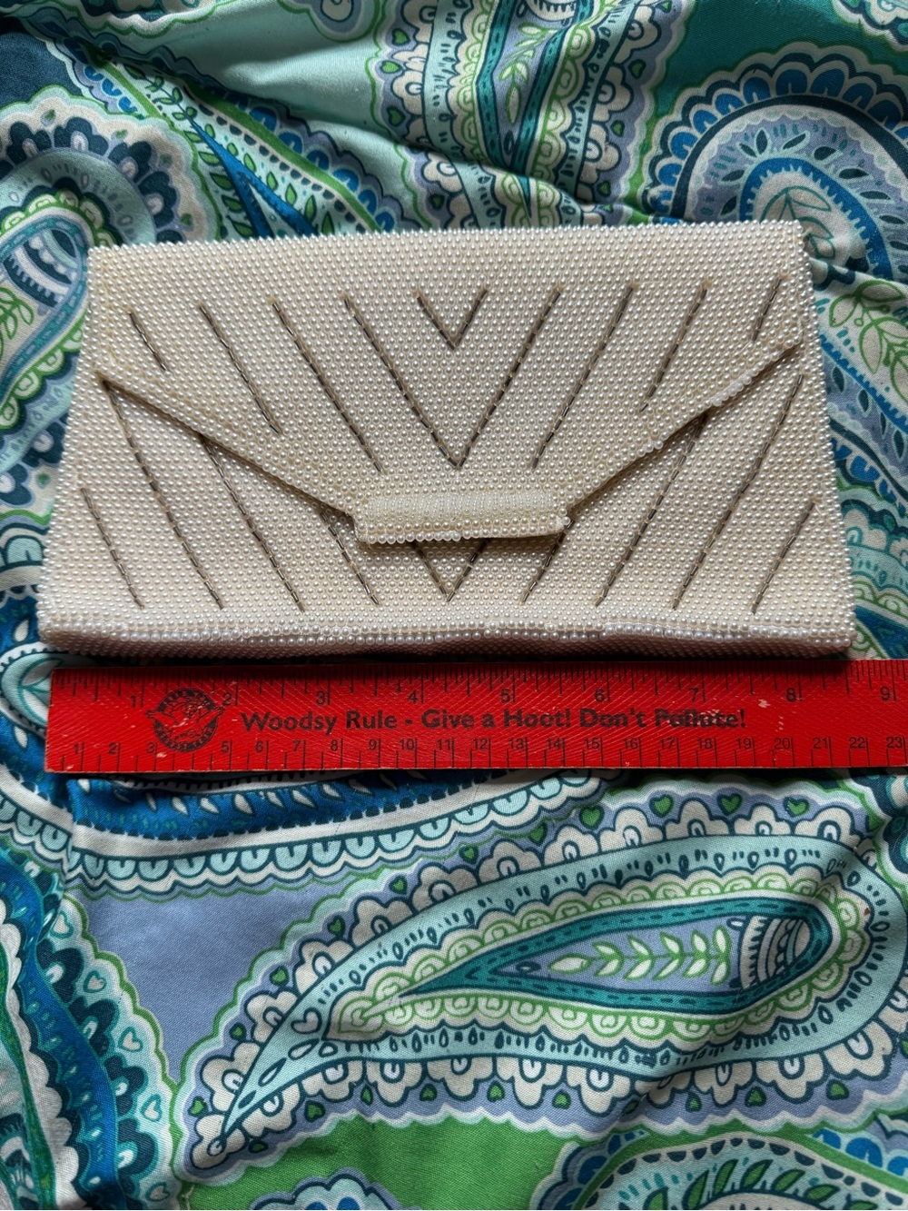 Vintage Beaded Ivory Clutch Bag - Elegant Evening Handbag